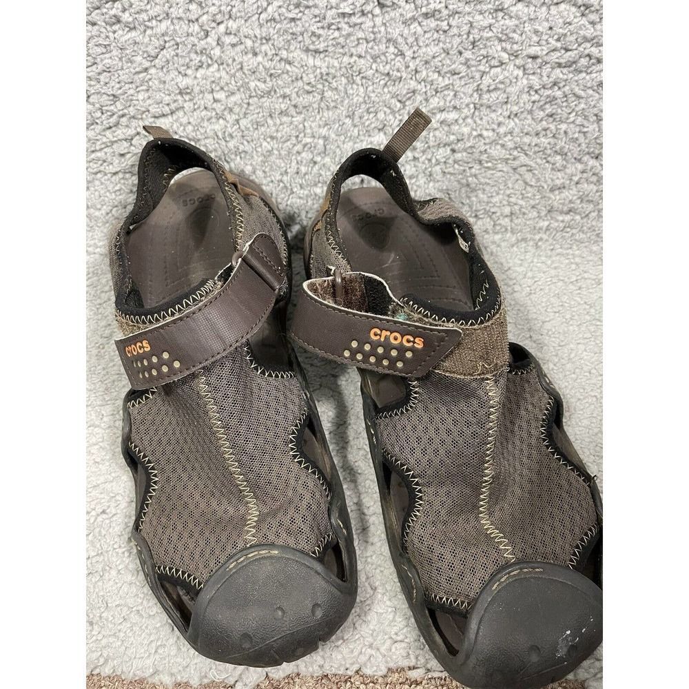 Crocs Mens Size 10 Swiftwater Mesh Clog Sandals Water Shoes Brown